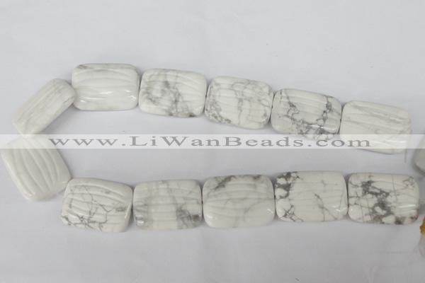 CWB63 15.5 inches 25*35mm carved rectangle natural white howlite beads