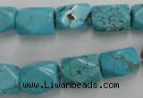 CWB688 15.5 inches 10*14mm faceted nuggets howlite turquoise beads