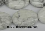 CWB69 15.5 inches 25*35mm carved oval natural white howlite beads