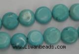 CWB702 15.5 inches 11mm flat round howlite turquoise beads