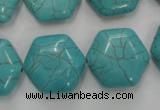 CWB712 15.5 inches 18*20mm hexagon howlite turquoise beads