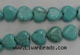 CWB714 15.5 inches 10*10mm heart howlite turquoise beads wholesale