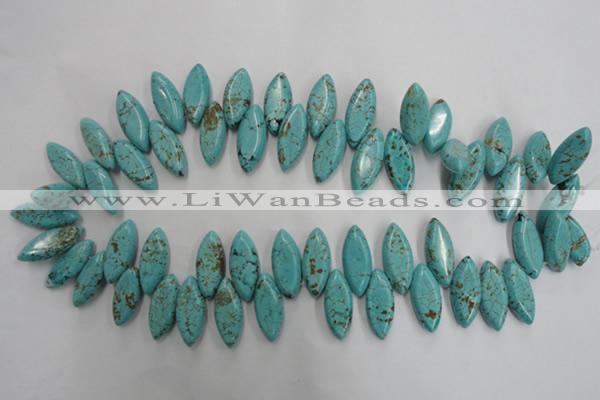 CWB755 Top-drilled 10*24mm marquise howlite turquoise beads wholesale