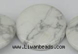 CWB78 15.5 inches 40mm flat round natural white howlite beads