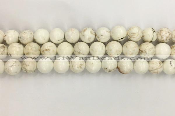 CWB803 15.5 inches 10mm round white howlite turquoise beads