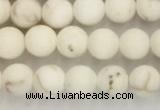 CWB811 15.5 inches 4mm round matte white howlite turquoise beads