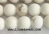 CWB812 15.5 inches 6mm round matte white howlite turquoise beads