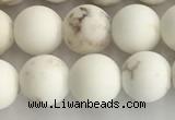 CWB813 15.5 inches 8mm round matte white howlite turquoise beads