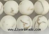 CWB814 15.5 inches 10mm round matte white howlite turquoise beads