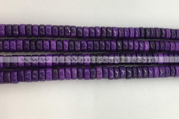 CWB834 15.5 inches 3*6mm tyre howlite turquoise beads wholesale