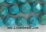 CWB889 15.5 inches 6mm faceted nuggets howlite turquoise beads