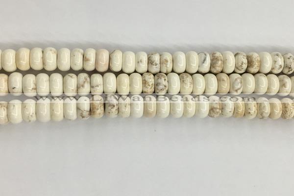 CWB896 15.5 inches 5*8mm rondelle white howlite turquoise beads