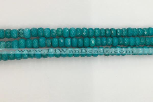 CWB903 15.5 inches 5*8mm faceted rondelle howlite turquoise beads