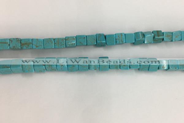 CWB910 15.5 inches 6*6mm cube howlite turquoise beads wholesale