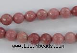 CWF02 15.5 inches 8mm faceted round pink wooden fossil jasper beads