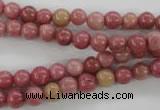 CWF11 15.5 inches 6mm round pink wooden fossil jasper beads wholesale