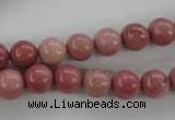 CWF12 15.5 inches 8mm round pink wooden fossil jasper beads wholesale