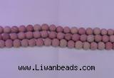 CWF20 15.5 inches 4mm round matte pink wooden fossil jasper beads