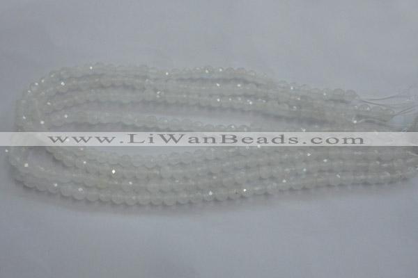 CWH02 15.5 inches 6mm faceted round white jade beads wholesale