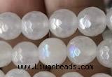 CWH60 15.5 inches 6mm faceted round AB-color white jade beads