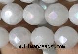 CWH66 15.5 inches 8mm faceted round AB-color white jade beads