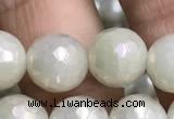 CWH72 15.5 inches 10mm faceted round AB-color white jade beads