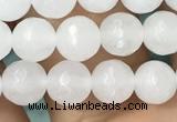 CWH77 15.5 inches 6mm faceted round white jade beads wholesale