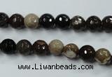 CWJ211 15.5 inches 6mm faceted round wood jasper gemstone beads