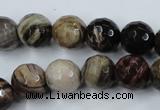 CWJ214 15.5 inches 12mm faceted round wood jasper gemstone beads