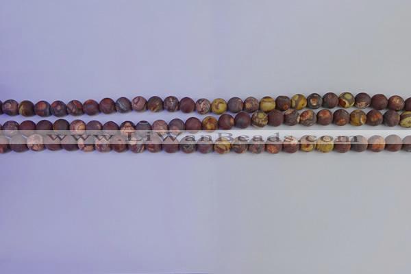 CWJ420 15.5 inches 4mm round matte wood eye jasper beads