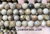 CWJ455 15.5 inches 14mm faceted round wood jasper beads wholesale