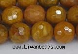 CWJ472 15.5 inches 12mm faceted round yellow petrified wood jasper beads