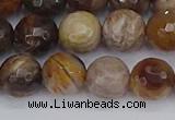 CWJ478 15.5 inches 10mm faceted round wood jasper gemstone beads