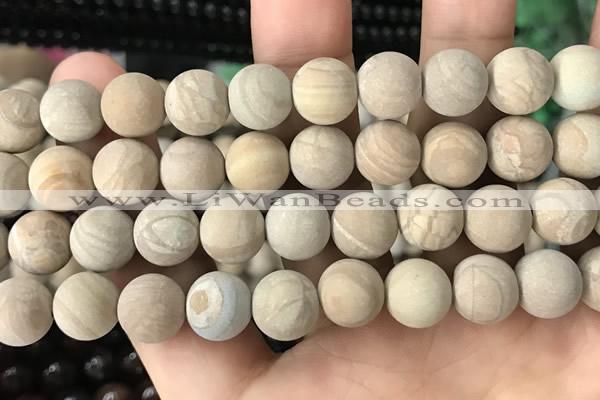 CWJ525 15.5 inches 14mm round matte wooden jasper beads wholesale