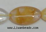 CYC04 15.5 inches 20*35mm oval yellow crystal quartz beads