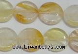 CYC06 15.5 inches 20mm flat round yellow crystal quartz beads