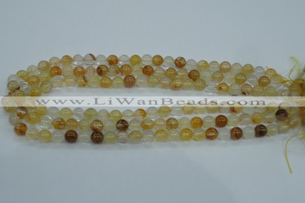 CYC102 15.5 inches 8mm round yellow crystal quartz beads