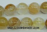 CYC105 15.5 inches 14mm round yellow crystal quartz beads