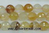 CYC114 15.5 inches 10mm faceted round yellow crystal quartz beads