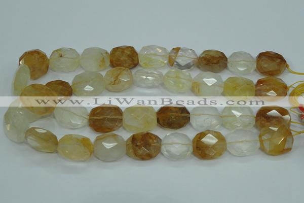 CYC127 15.5 inches 18*22mm faceted nuggets yellow crystal quartz beads