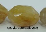 CYC130 15.5 inches 26*38mm faceted nuggets yellow crystal quartz beads