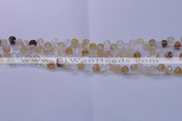 CYC135 Top drilled 7*7mm faceted teardrop yellow quartz beads