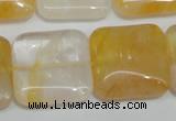 CYC14 15.5 inches 25*25mm square yellow crystal quartz beads