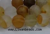 CYC142 15.5 inches 8mm round matte yellow quartz beads wholesale