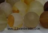 CYC145 15.5 inches 14mm round matte yellow quartz beads wholesale