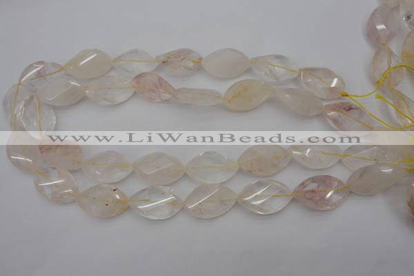 CYC201 15.5 inches 15*25mm twisted & faceted marquise yellow quartz beads