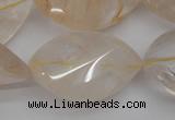 CYC205 15.5 inches 22*32mm twisted & faceted teardrop yellow quartz beads