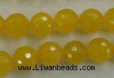 CYJ204 15.5 inches 12mm faceted round yellow jade beads wholesale