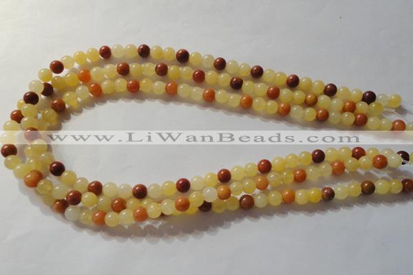 CYJ261 15.5 inches 6mm round mixed color yellow jade beads wholesale