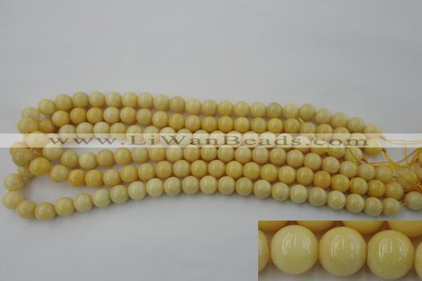 CYJ302 15.5 inches 8mm round yellow jade beads wholesale